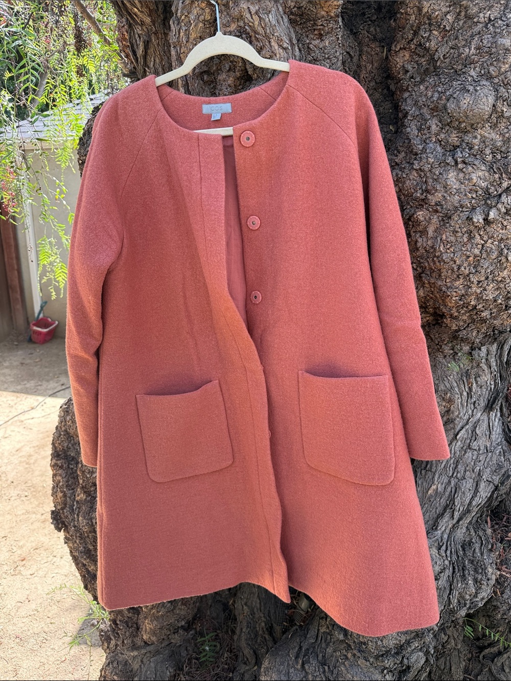 COS Rose-Rust A-Line Wool Pea Coat